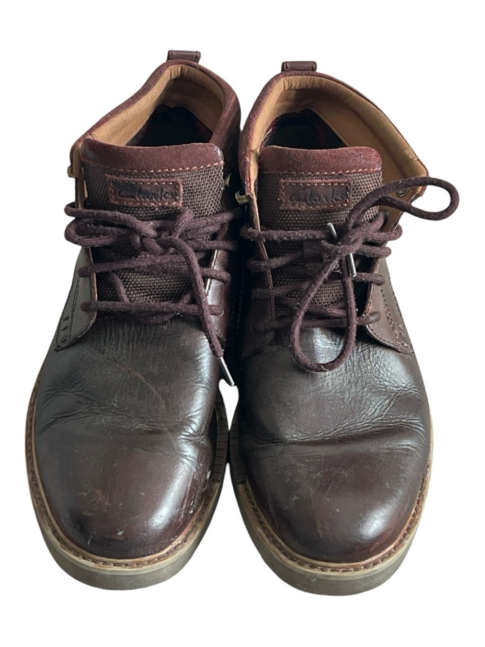 Clarks Men’s Brown Leather Lace-Up Shoes Size 11